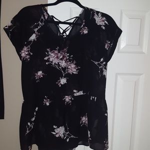 Rewind sheer black floral blouse